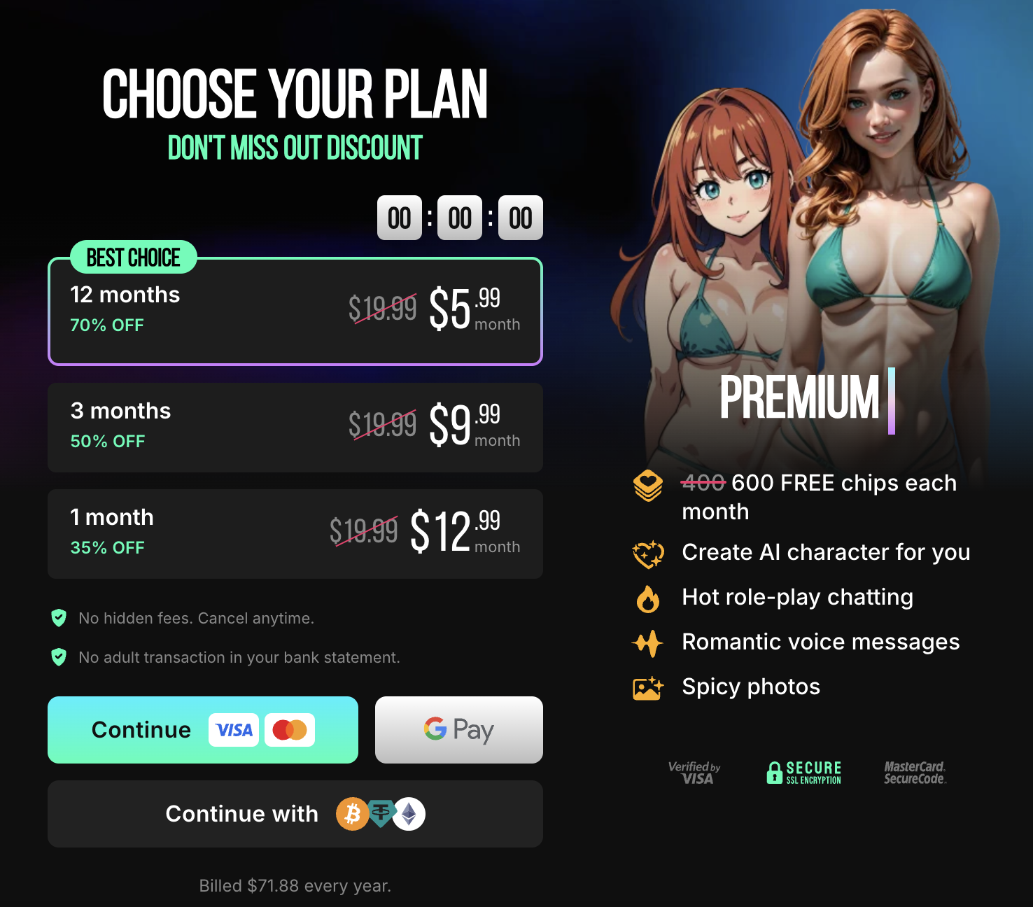 Lovescape subscription options